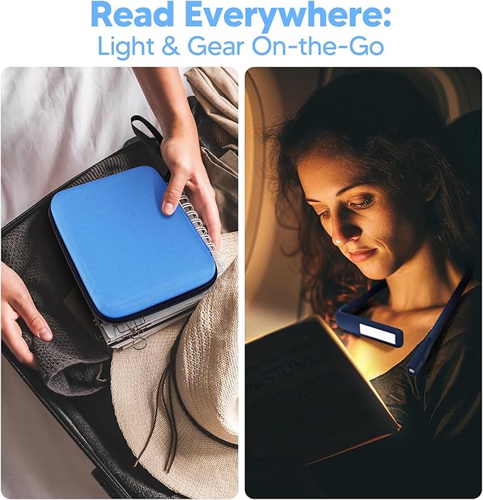 LED Neck Reading Light and Crafting Lamp with Black Storage Case, Ideal for Book Lovers, Readers, Crafters and Outdoor Enthusiasts, Perfect for Reading, Sewing, Camping, Crocheting, Walking at Night