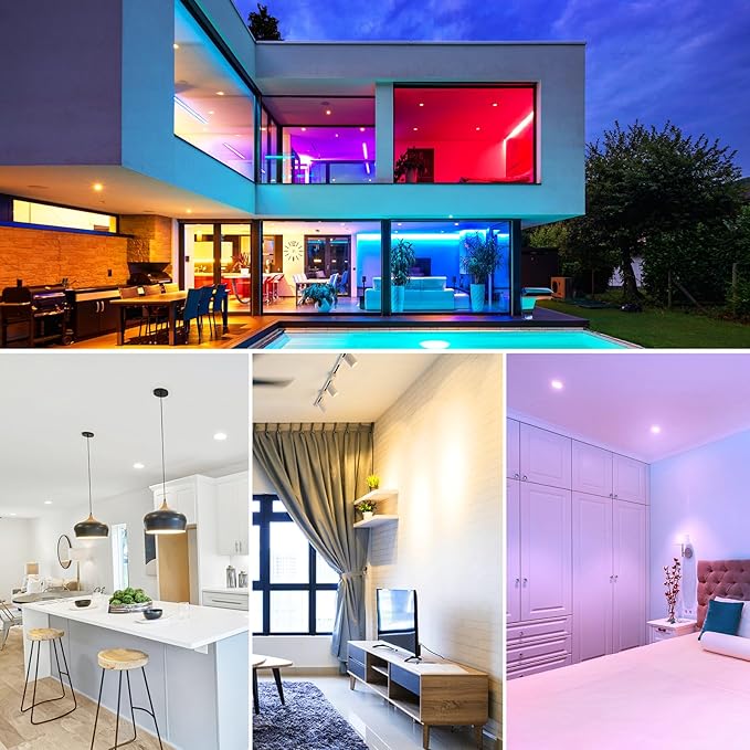 DiCUNO MR16 Smart Bulb Alexa, RGBCW Color Changing GU5.3 Light Bulb Compatible with Google Home, Dimmable with App, AC/DC 12V, 110° Beam Angle 40W 400LM, 2.4GHz WiFi, Landscape Light, 4-Pack