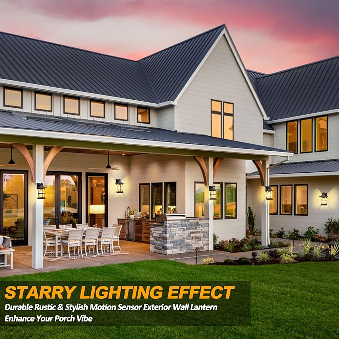 2 Packs Motion Sensor Outdoor Lights - Dusk to Dawn Outdoor Lighting, Oil Rubbed Bronze Porch Lights Outdoor Wall Sconce, Waterproof Exterior Light Fixtures for House, Garage, Entryway Anti-Rust, E26