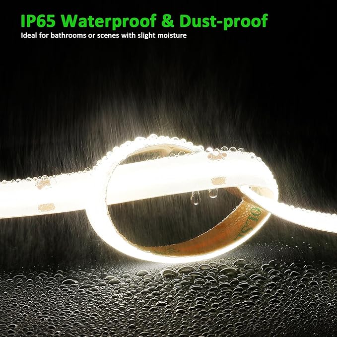 JOYLIT 24V COB LED Strip Lights Waterproof 4000K 550LM/FT Super Bright 16.4ft 2400LEDs CRI 95+, UL PRO 90W Dimmable Natural White Adhesive LED Tape for Commercial, Residential