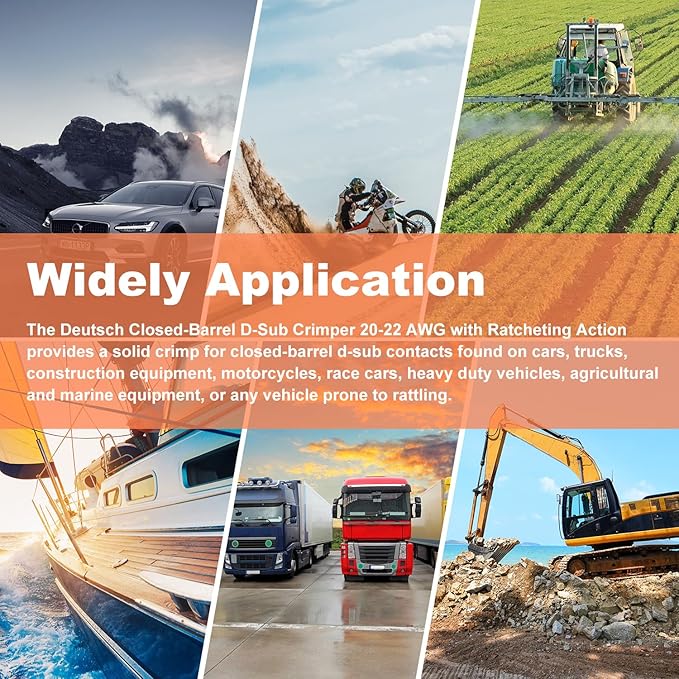 Newdeli Deutsch Crimp Tool Size 20 Deutsch Connector Tool 4 Way Indent 8 Impression Type Closed Barrel Crimper 20 22 AWG Solid Barrel Contact & Circular Connector Contacts Pin Crimping Tool