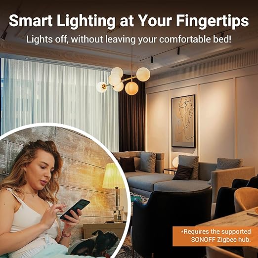 SONOFF Zigbee Smart Light Switch, Required SONOFF Zigbee Hub, Interruptor Inteligente, Smart Switch No Neutral or with Neutral, Voice Control with Alexa Google Home, Zigbee Switch ZBM5-1C-120W