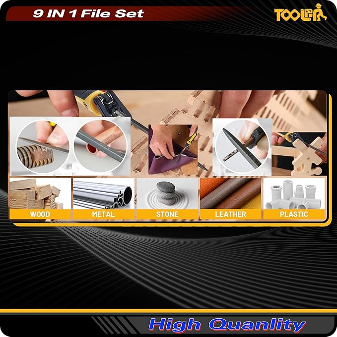 8-In-1 Needle File & Saw Set With Storage box, 6 pcs Small Diamond Files, for Metal, Jewlers, Wood, Leather and Plastic, Ergonomic Designed Handle With Quick Change Mechanism