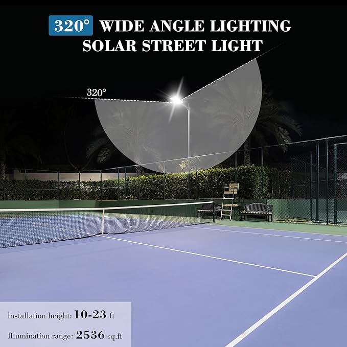 10000W Solar Street Lights - Wide Angle Solar Lights Outdoor Motion Sensor, Commercial Parking Lot Light Dusk to Dawn, 7000K LED Street Light IP66 Waterproof with Remote Control (1Pack)