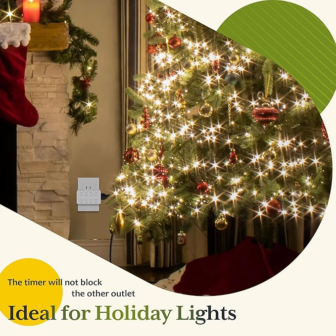 TG 8-Hour Indoor Countdown Plug-in Timer, Timer for Electrical Outlets, 15-30 Min 1-2-4-8 Hour, for Fans or Lights, UL Listed, 1/4 HP, 2 Pack