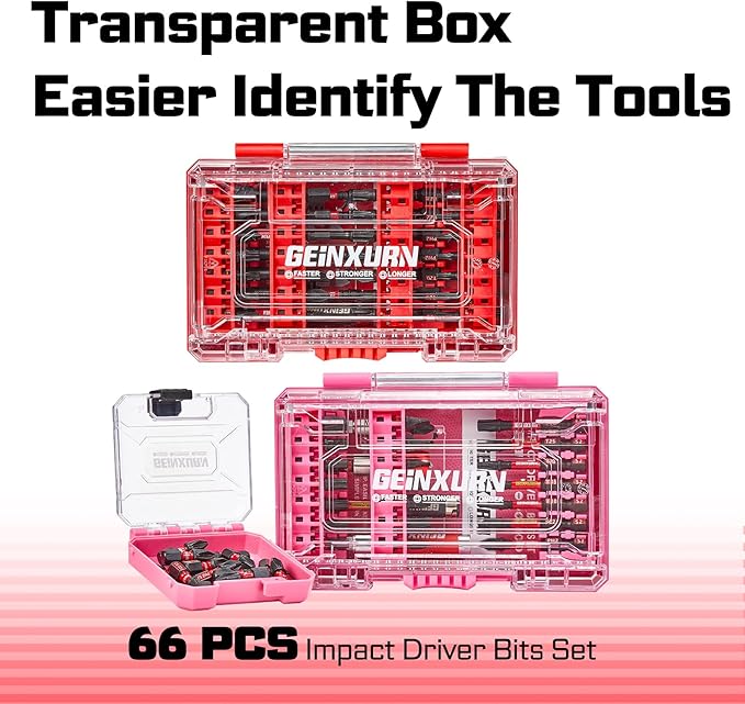 66Pieces Impact Screwdriver Bits Set, Magnetic S2 Steel 1”/2”/3” Phillips/Square/Torx/Slotted Bits Tips,Impact Bit Holder and Nut Driver with Storage Box Case