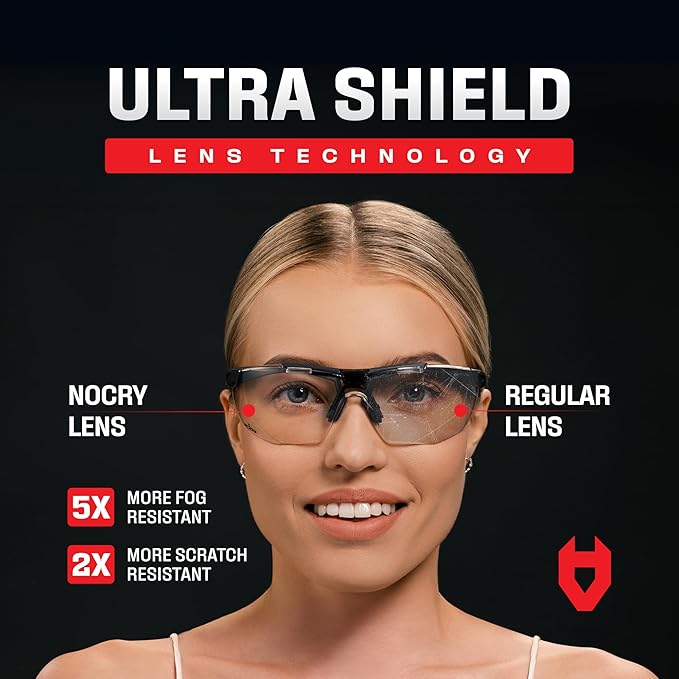 NoCry Anti Fog Safety Glasses for Men and Women – ANSI Z87 Rated, Scratch-Resistant Eyewear with Adjustable Temples and Nose Pad – 100% UV Eye Protection