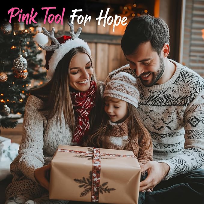 WORKPRO Pink Power Drill Set and Stackable Tool Box, 8V Cordless Drill Driver with Bit Set, 2.0Ah Electric Cordless Screwdriver Kit with 3/8" Keyless Chuck, For Home DIY- Pink Ribbon