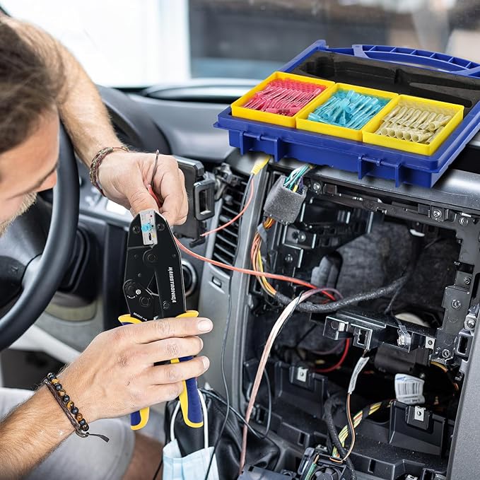 haisstronica 330PCS Marine Grade Heat Shrink Butt Connectors Set, 22-10 AWG (3Colors/3Sizes), with 9" Heat Shrink Crimping Tools and Organizer