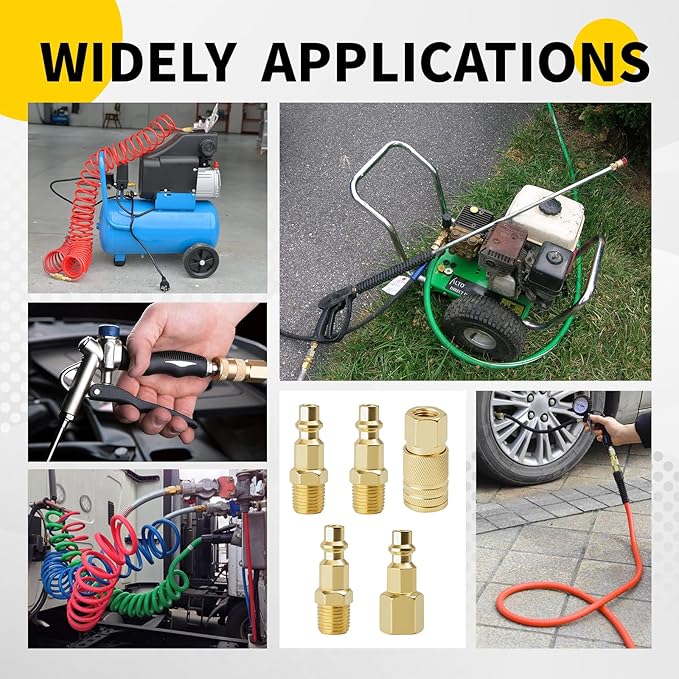 Air Coupler & Plug Kit,5Pcs 1/4" NPT Air Tool Fittings Set,Quick Connect Air Hose Fittings Air Compressor Accessories