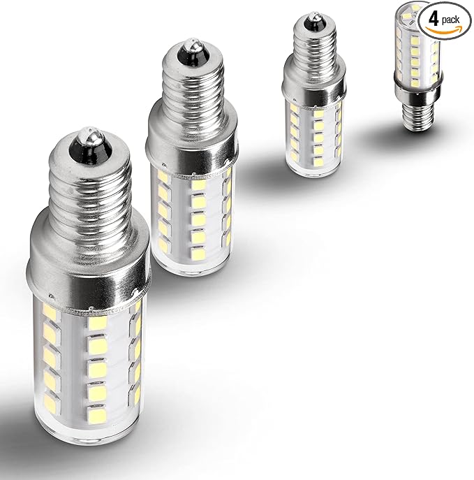 E12 Candelabra LED Light Bulbs Dimmable 4W Equivalent 40 Watt 450lm 6000K Bright Daylight White Candle Bulbs for Chandelier Pendant Dining Rooms Living Rooms Bedrooms Office, 4 Pack