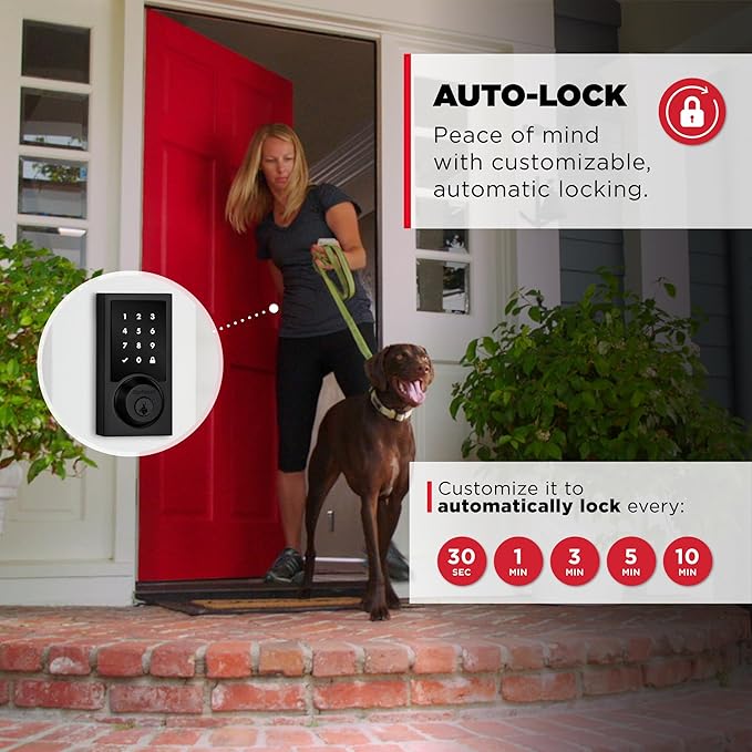 Kwikset HomeConnect 918 Contemporary Z-Wave Long Range Enabled Touch Screen Lock Works with Ring Alarm, Samsung SmartThings Hub Required, Sold Separately in Matte Black