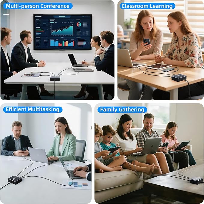 320W Fast Charging 8 Port USB C Charger Block, Multi-Device USB Charging Station Wall Desktop Charger with GaN Ⅲ Technology, USB-C Charger Adapter for MacBook/iPad/iPhone 16/Samsung Galaxy/DELL/HP