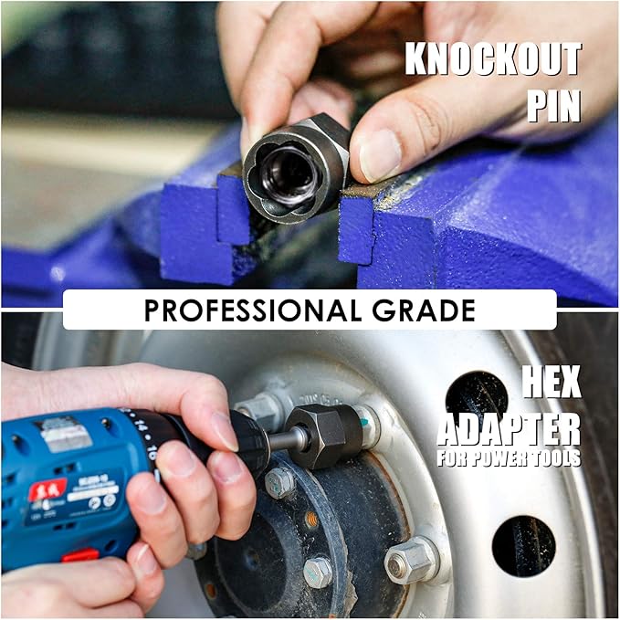 THINKWORK Bolt Extractor Kit, 18-Piece Nut Extractor Socket Set, 3/8" Drive Rounded Bolt Remover, Lug Nut Removal Tool for Damaged, Rusted, Rounded-Off, Stripped Fasteners