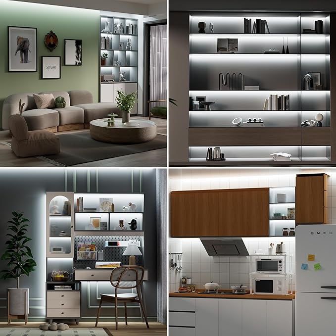 MIWISE COB LED Strip Lights 65.6ft/20m,UL-Listed CRI 90+ Dimmable 6000K Daylight White Super Bright,with APP Control/RF Remote,Work with Alexa/Google,for Cabinet/Bedroom/Kitchen DIY Lighting Projects