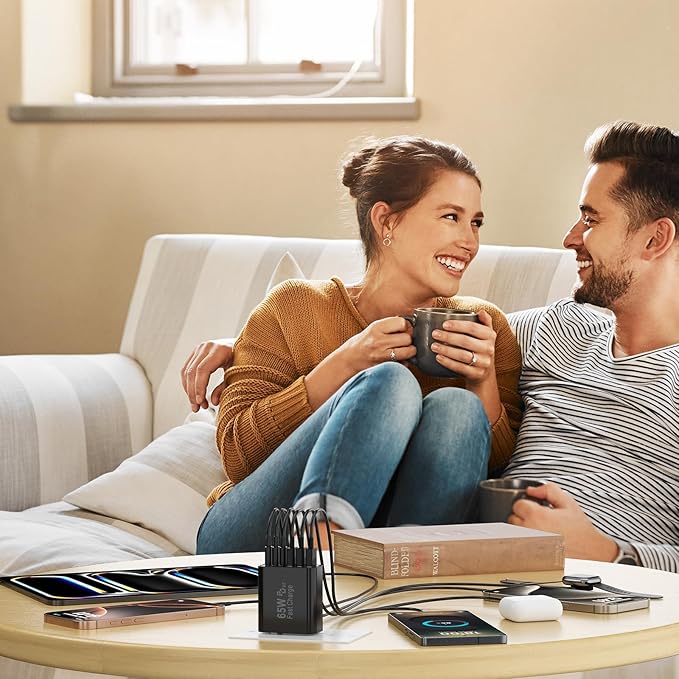 USB C Fast Charger Block, 65W GaN 6 Port USB C Wall Charger 30W Type C Charging Blocks, 3USB C+3USB A PPS/PD 3.0 Multiport Charging Cube for iPhone 16 15 14 13 Pro Max,for Galaxy S25 S24,2 Pack,Black