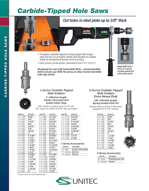 CS Unitec 1-1-140 1-1/4" x 1" TCT Tungsten Carbide-Tipped Hole Saw for Hand-Held Drills