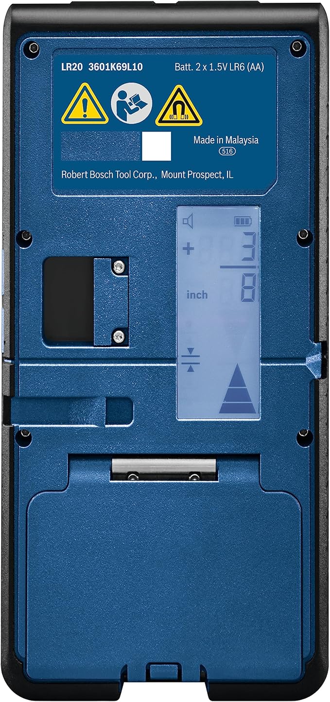 BOSCH LR20 1000 ft Red and Green-Beam Rotary Laser Receiver, Includes Mounting Bracket & 2 AA Batteries