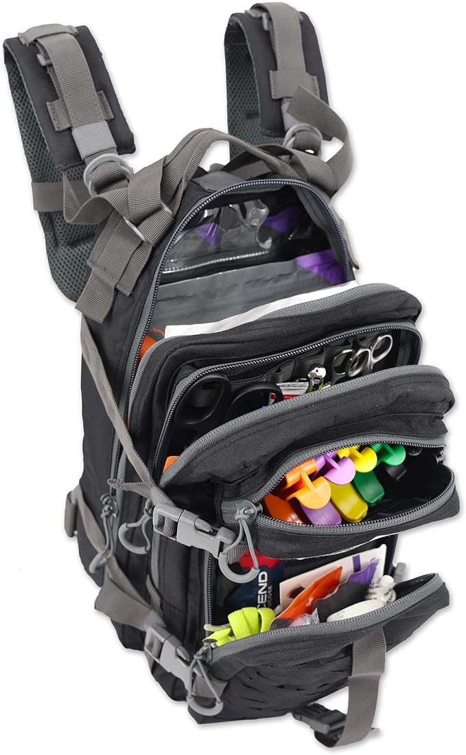 Lightning X Stocked EMS/EMT Trauma & Bleeding First Aid Responder Medical Backpack + Kit - Black/Grey