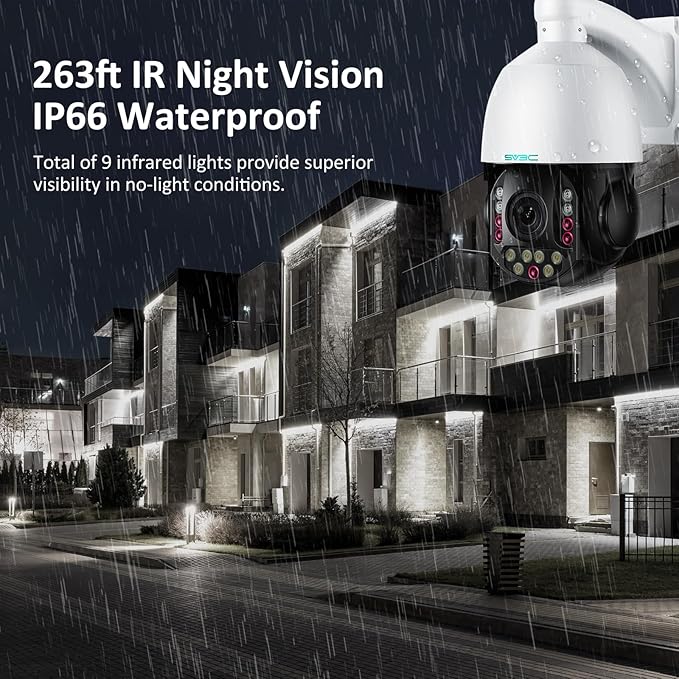 SV3C 36X Zoom PTZ POE Camera Outdoor, Auto Tracking 4K ONVIF IP Wired Camera, Person Vehicle Motion Detection, Floodlight Color Night Vision, Two Way Audio, Camhipro, Preset, BlueIris, 24/7 Recording