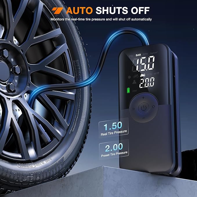 Nilight Tire Inflator Portable Air Compressor Rechargeable Battery Cordless 150PSI Faster Inflation Pump with Pressure Gauge for Car Motorcycle Bicycle Ball