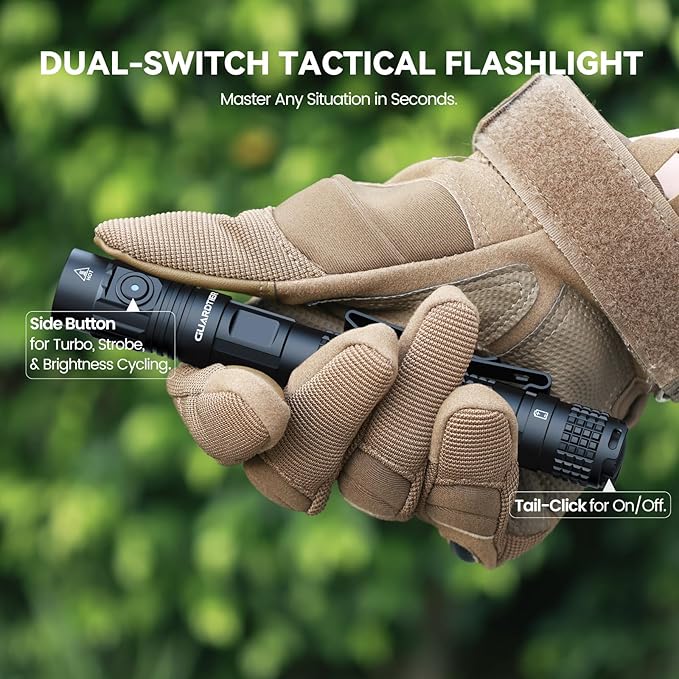 ML70 1500 Lumen EDC Flashlight Rechargeable, Pen Style Self Defense Compact Tactical Flashlight with 2AA Dual Power, IPX7 Waterproof Pocket light for Camping, Emergencies, Outdoor Activities