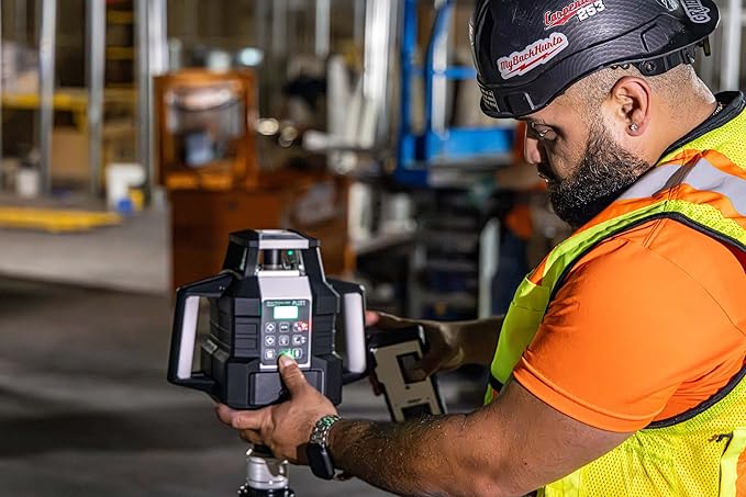 Plott PRL900HT-GK Dual Slope Rotary Laser Level, 2000ft Range, Green Beam, Bluetooth App Control, Self-Leveling 6°, 20hr Battery Life