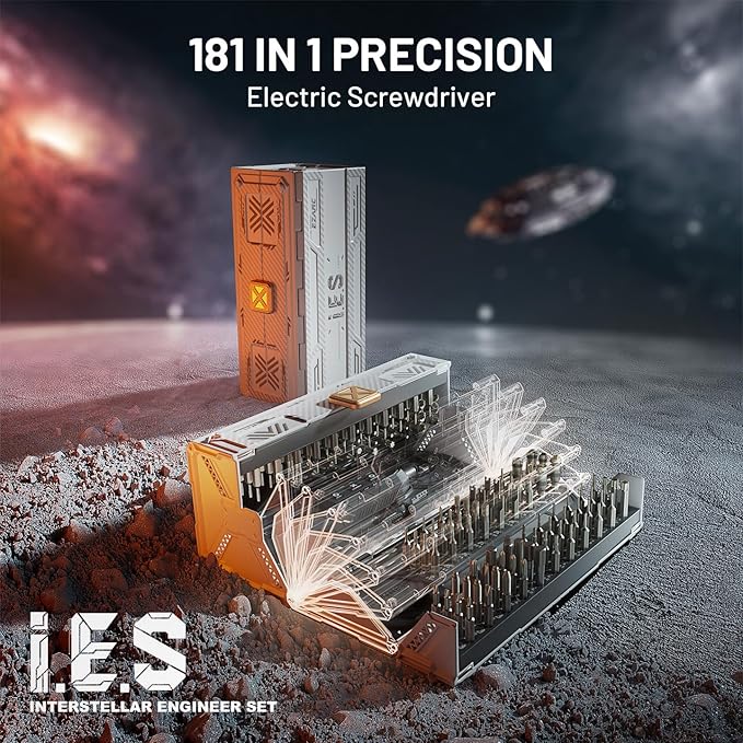 EZARC Electric Screwdriver Set, 181 in 1 Cordless Screwdriver, 3 Torque Settings with 160 Magnetic Precision Bits, Power Screwdriver Repair Tool Kit for Phone Laptop Camera Watch Computer-White