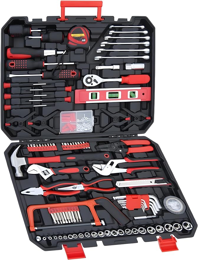Hand tools, 237 Piece Tools Set, socket wrenches Professional Grade All-in-One Tool Kit for dorm with Plastic Toolbox-Perfect Idea as a Gift for College, General Household Hand Repair Set
