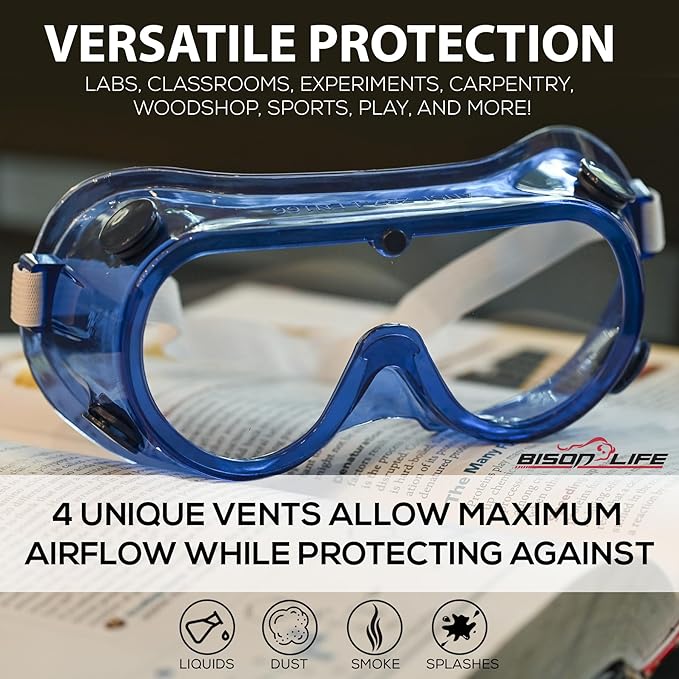 BISON LIFE Kids Safety Glasses, Bulk Kids Protective Glasses ANSI Z87.1 Safety Glasses for Kids, Science Safety Goggles Pack