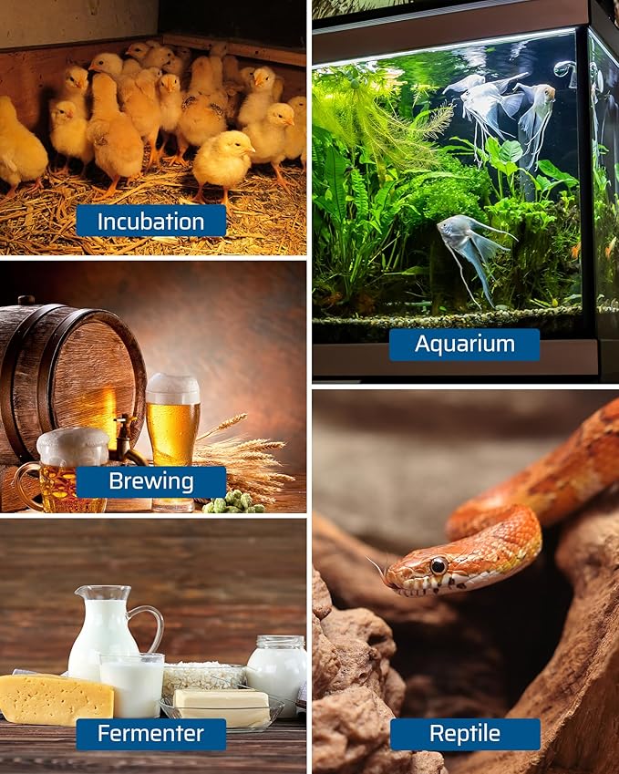 DEWENWILS Digital Temperature Controller Thermostat Outlet with Heating & Cooling Mode for Chest Freezer, Home Brewing, Green House, Incubation, Reptiles, -22°-221°F, 120V/10A/1200W