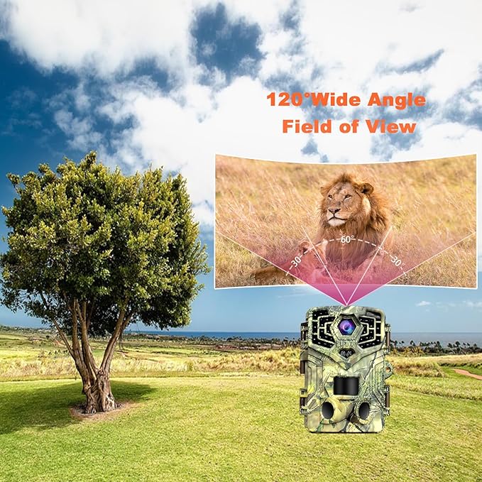 48MP WiFi Solar Trail Camera with Night Vision Motion Activated – 64GB SD Card, 940nm Infrared, 2.0" Screen, 5000mAh Long Battery Life, 0.2s Trigger Speed, IP66 – Ideal for Wildlife Monitoring