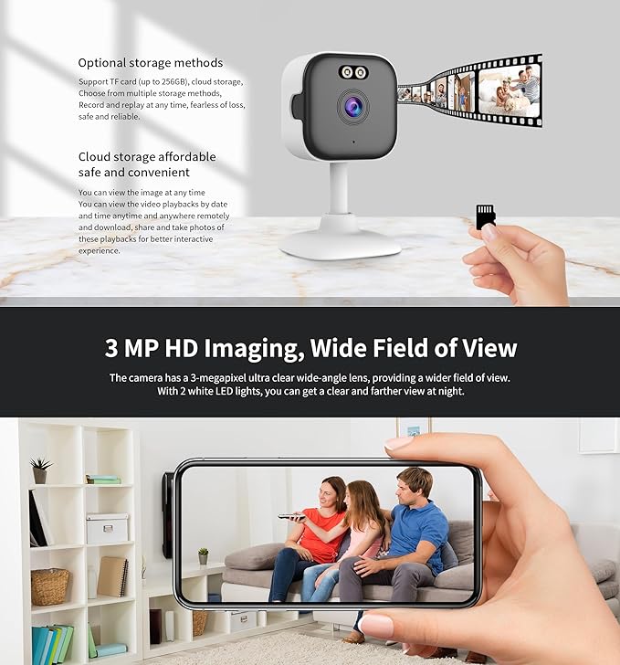 EVERSECU 5Ghz Wired WiFi Camera 2K, Indoor Home Security Cameras for Baby/Elder/Dog/Pet Camera with Phone app,24/7 SD Card Storage, Compatible with Alexa, Supports RTSP&ONVIF(4pack)