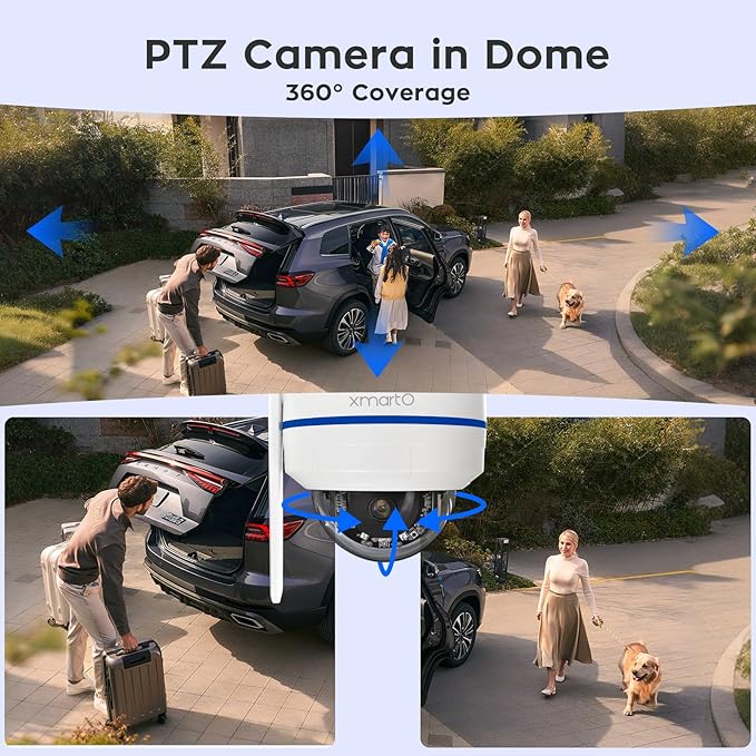 xmartO [2-Pack AI Tracking Dome CAM 2K HD Metal Dome PTZ Wireless Security Camera with Automatic Tracking, 2-Way Audio and Night Vision (Standalone WiFi Camera, DPM3034-Q2)