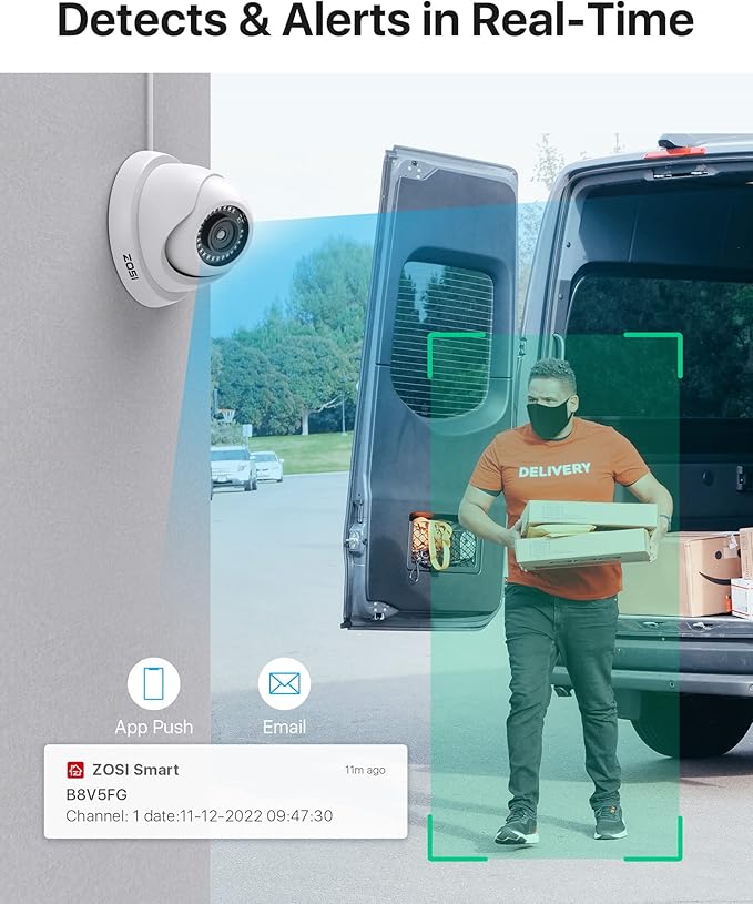 ZOSI H.265+ 16 Channel Security Camera System 1080p,16 Channel CCTV DVR with 4TB HDD, 8 x 1080p Indoor Outdoor Dome Camera, 80ft Night Vision, 105° View Angle, Remote Control, Alert Push