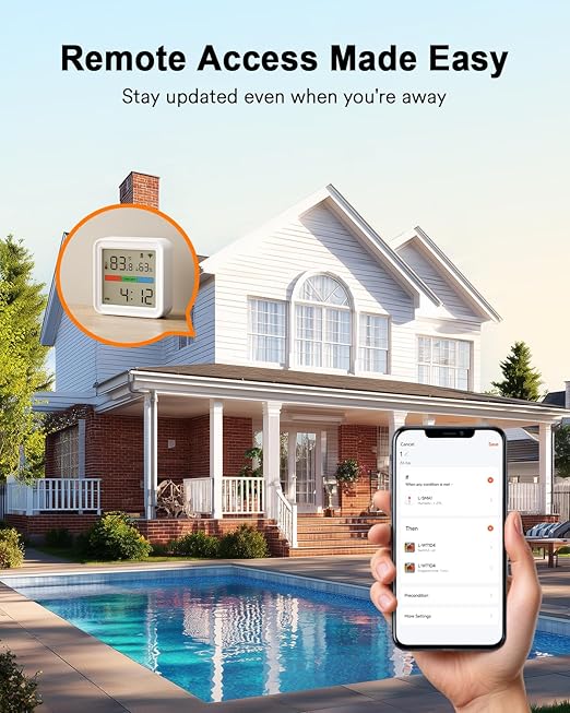 Lumary Smart Thermometer Hygrometer, WiFi & Bluetooth Indoor Temperature Humidity Sensor with App Alert, Led Display, Free Data Storage Export, Digital Remote Monitor for Home & Bedroom