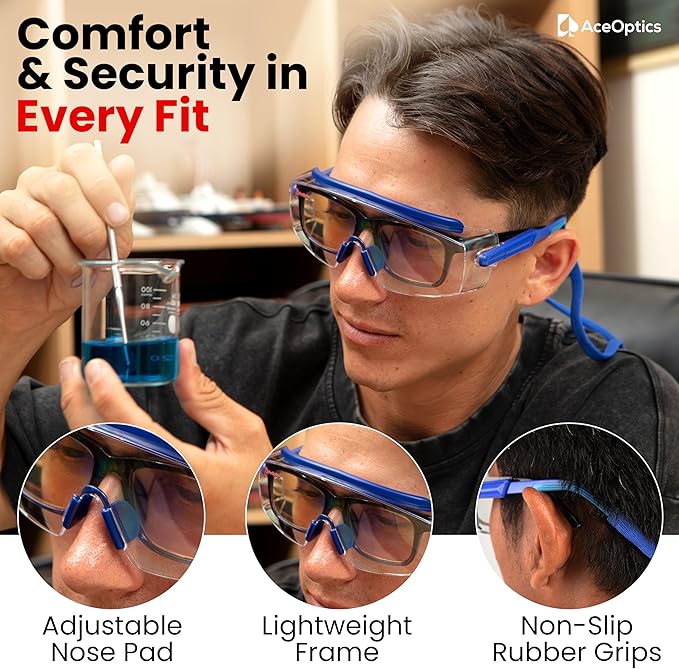 Safety Glasses & Goggles – ANSI Z87, Adjustable, 5X Anti-Fog ClearShield™ Lenses, Includes Premium EVA Hard Case