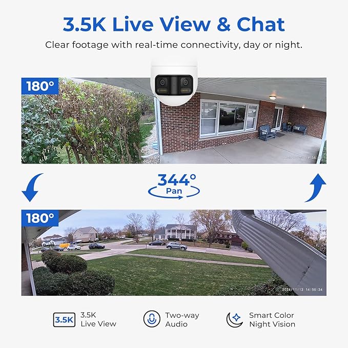IMILAB EC6 Panorama 3.5K WiFi Plug-in Spotlight Camera: 180° Utra Widely View w/344° Rotatable Dual-Lens Security Camera Outdoor, 6MP Clarity Surveillance Cam, Motion Detection, Color Night Vision