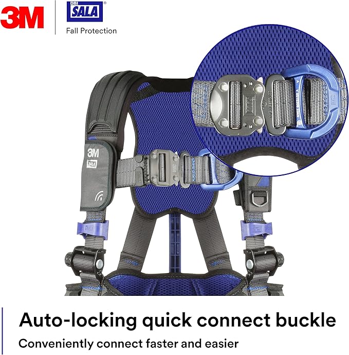 3M 1113193 DBI-SALA ExoFit X300 Comfort Tower Climbing Positioning Suspension Safety Harness, Telecommunications Fall Protection,Back,Front,Hip D-Rings,Auto-Locking Quick Connect Leg,Chest Buckles, XL