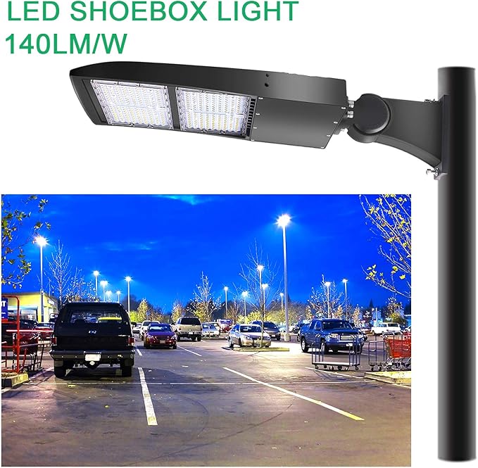OSTEK LED Shoebox Street Lights 150W LED Parking Lot Pole Lighting 21000LM Waterproof Outdoor Commercial Area Road Lighting 4000K 100-277V DLC UL