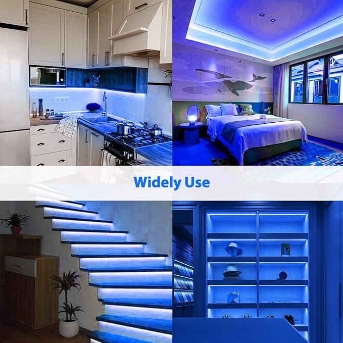 Lamomo LED Neon Lights, 16.4ft Blue LED Strip Light, 12V 0.39in/Cut Silicone Waterproof Neon Rope Light, DIY Neon Sign for Bedroom Indoor Outdoor Decoration（Power Adapter not Included）