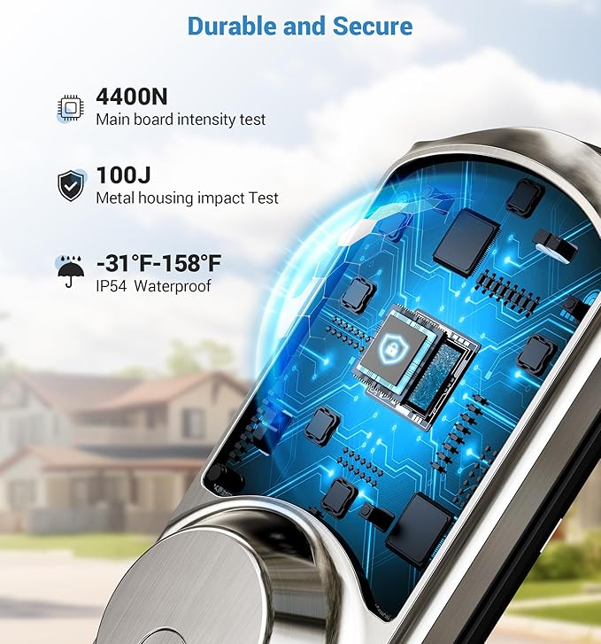 Veise VE06-L Smart Locks with 2 Lever Handle Set, App Control, Keyless Entry Deadbolt for Front Door, Electronic Digital Touchscreen Keypad, Auto Lock, Waterproof, Easy Installation, Satin Nickel