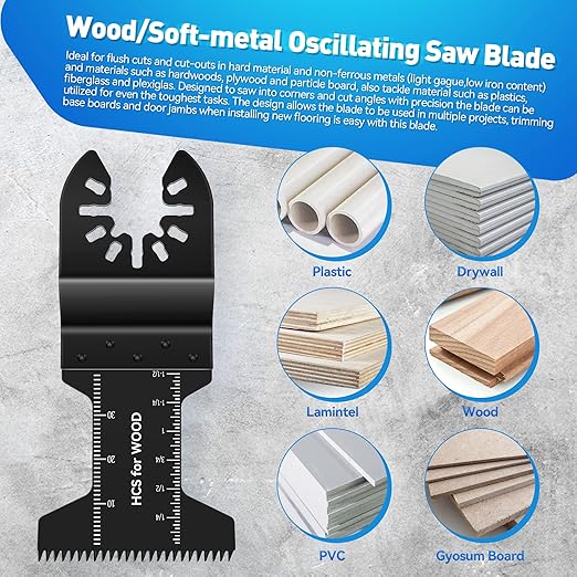 FORCA Universal Oscillating Saw Blades, 78pcs Multi Tool Kit with Japanese Tooth for Deeper Cutting, High Efficient Multitool Fit 95% Tools for Wood