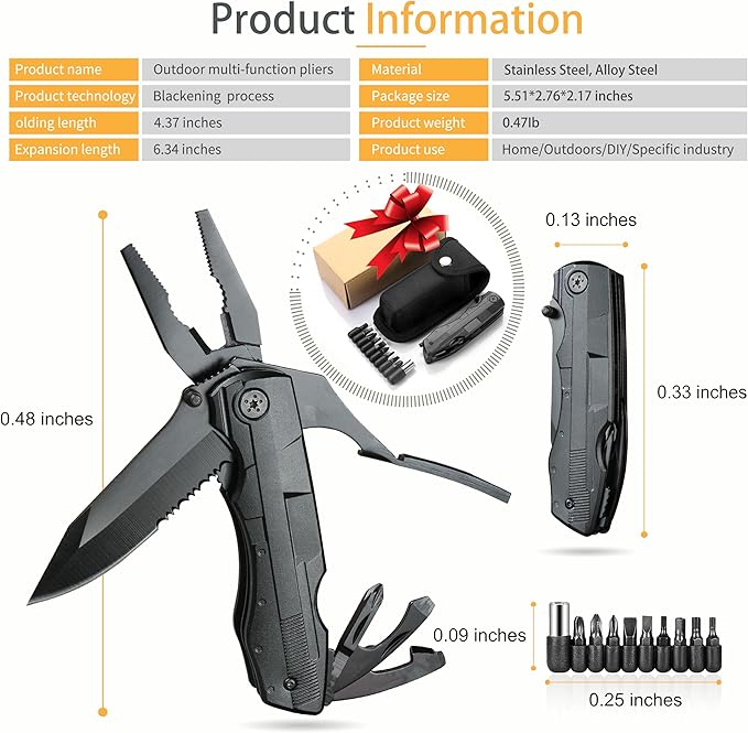 Premium 20-in-1 Folding Multitool Knife & Sheath-Multipurpose Outdoor Pocket Pliers-Fishing Multitool-Tactical,Outdoor,Camping,Hunting Knife-Unique Gifts for Man-Small Gifts For Women/Her