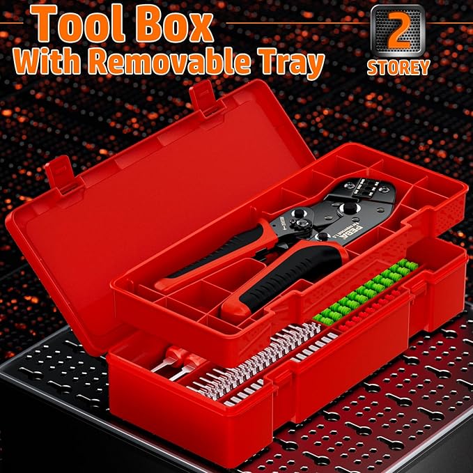 PEBA Crimping Tool, Ratchet Crimping Pliers 22-14 AWG, Compatible with AMP SUPERSEAL 1.5mm series Pin Terminals, with 50 Pairs Superseal 1.5mm Electrical Connector Terminal Female Sockets/Male Pins