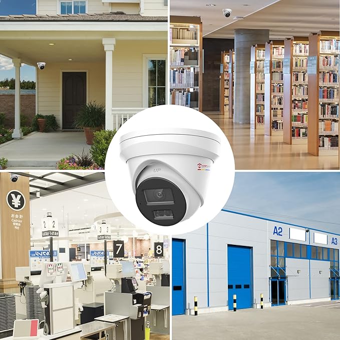 Anpviz 5MP PoE IP Camera with Audio, Full Metal Turret Security Camera Outdoor with Human Vehicle Detection, Smart Color Night Vision, 3072x1728@20fps, 114° FOV, WDR, IP67 Waterproof (H Series)