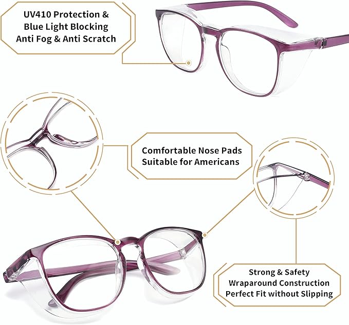 Safety Glasses Goggles For Women Nurses Protective Eyewear,Anti Fog Safety Goggles