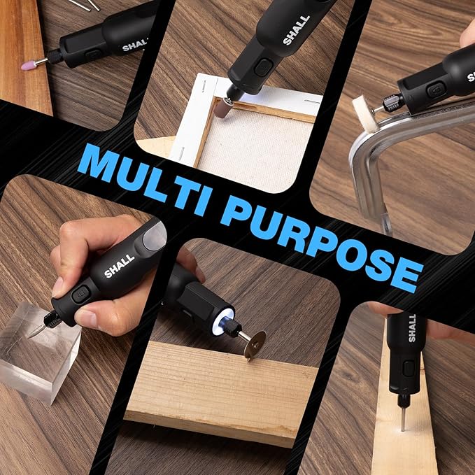 SHALL Cordless Rotary Tool Kit, 3.7V Mini Rotary Tool with 5 Speed and 104 Accessories, Multi-Purpose Power Engraving Tool for Sanding, Cutting, Carving, Drilling, Polishing, DIY Crafts - Type-C