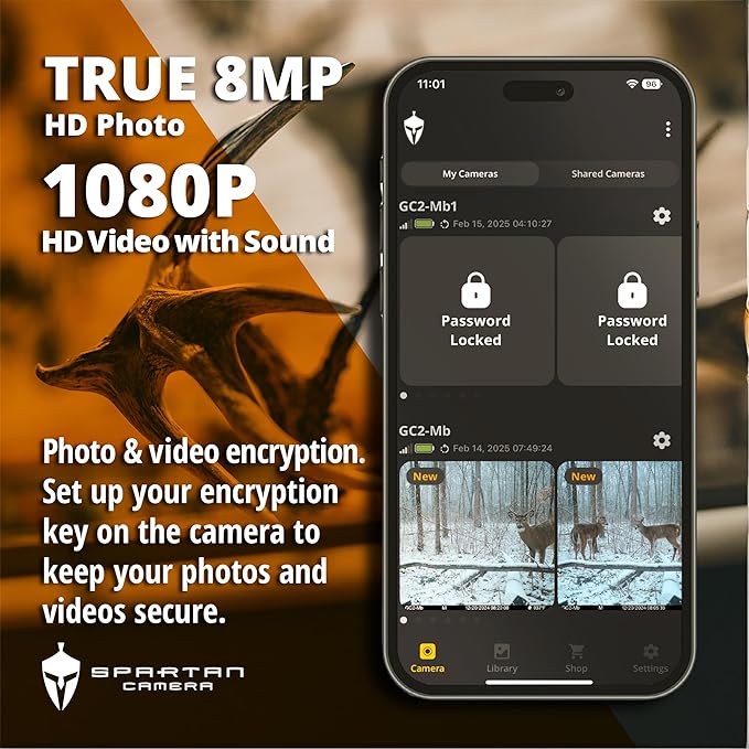 Spartan Camera 2025 Upgrade 2 Pack GoCam2 Cellular APP Control Trail Camera, 4G LTE, 1080P Video, FHD Photos, No Glow, Night Vision, Motion Activated, IP65 Water Resistant (Spartan Areus, Verizon)