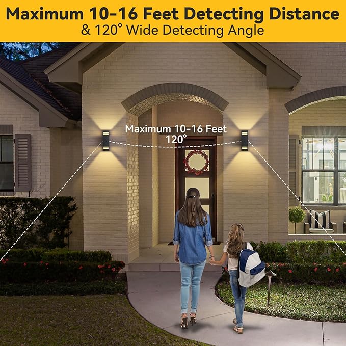 SHIMR Motion Sensor Outdoor Wall Lights, Dusk to Dawn Outdoor Lights ETL Listed, Aluminum Sconce Exterior Lighting Fixtures Up and Down Outside Lights for House, LED Bulbs Included, 2 Pack